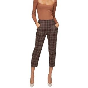 Aritzia Wilfred Sz 0 Chambery Brown Plaid Wool Cashmere Academia Pants